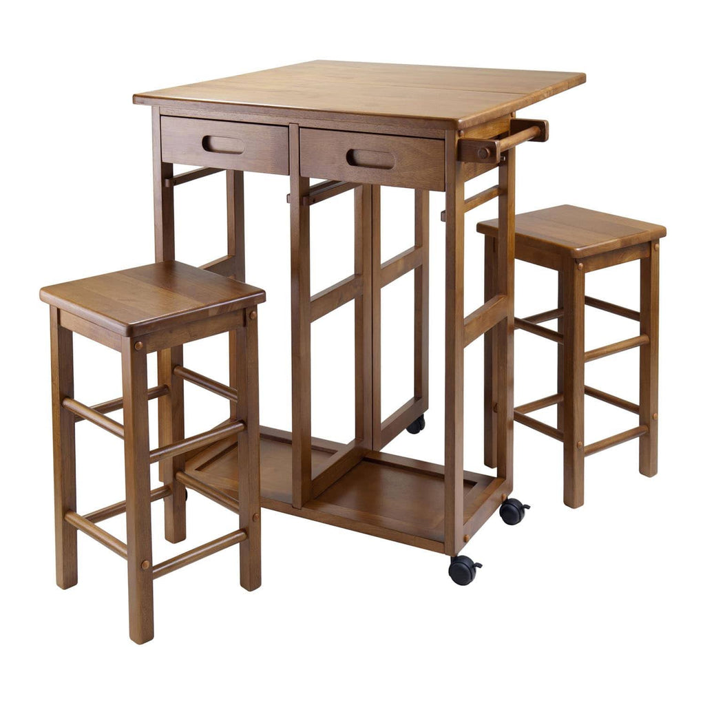 Pine Kitchen Cart with 2 Stools F97439