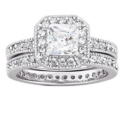 Silver 7 Vintage Square CZ Bridal Set D649073