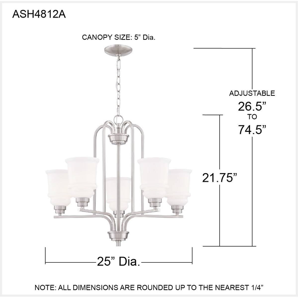 5-Light Brushed Nickel Chandelier D972761
