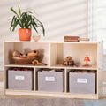 White 5 Compartment Storage with 3 Fabric Bins Wooden Bookcase B694