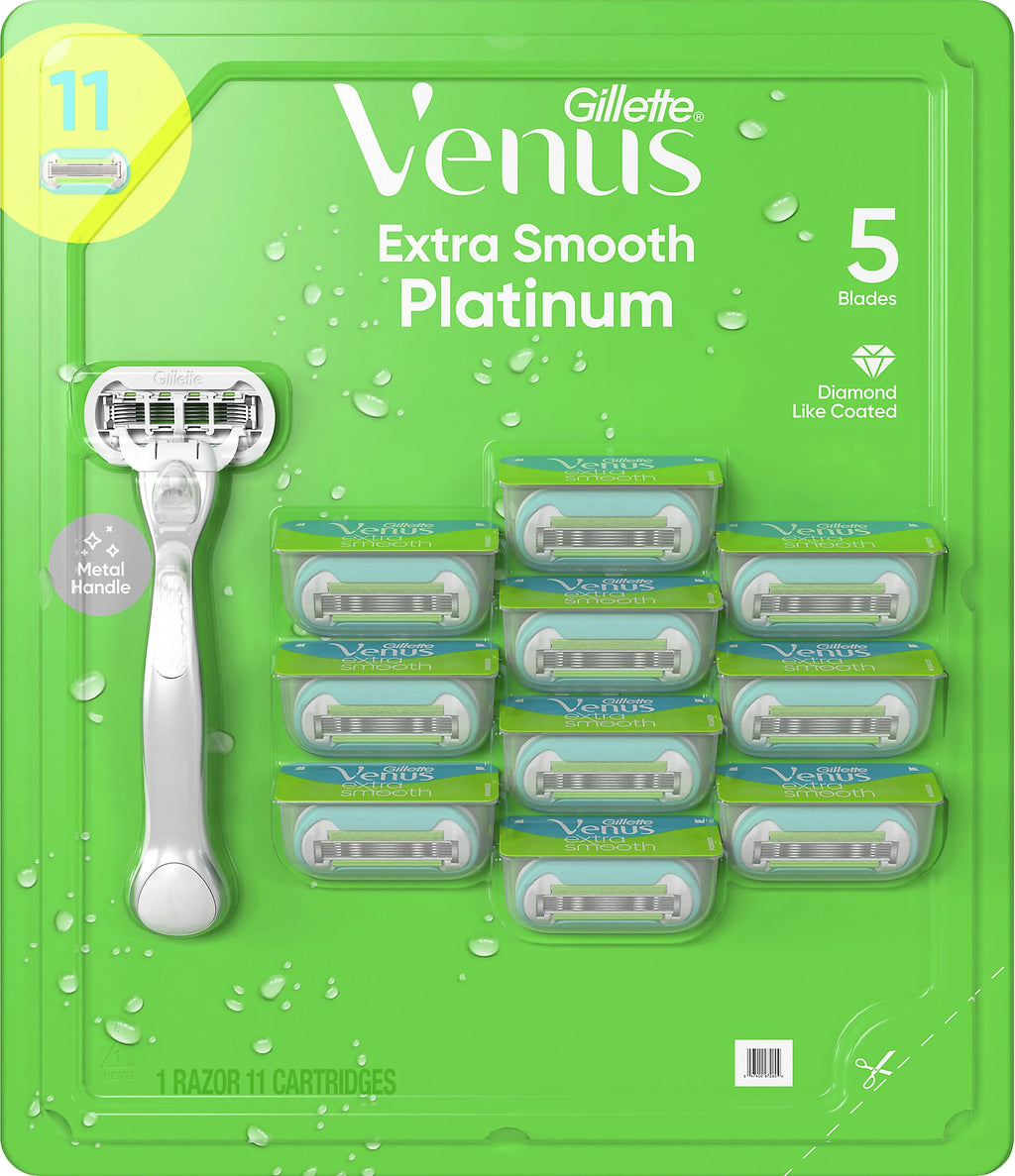 Platinum Extra Smooth Metal Handle Womens Razor 1 Handle + 11 Refills N6481