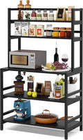 5-Tier Kitchen Bakers Rack with Hutch, Industrial Microwave Oven Stand, Free Standing Kitchen Utility Cart Storage Shelf Organizer (Rustic Brown) B741776