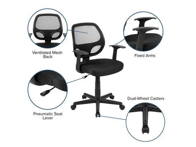Black Mesh Swivel Task Office Chair X48425