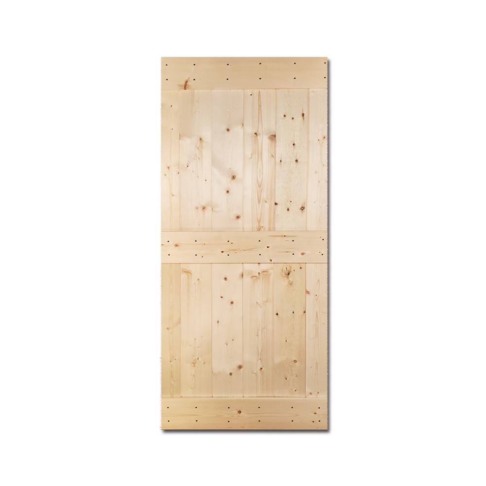 Unfinished 2 Panel Solid Knotty Pine Wood Barn Door 42 x 84 H2045