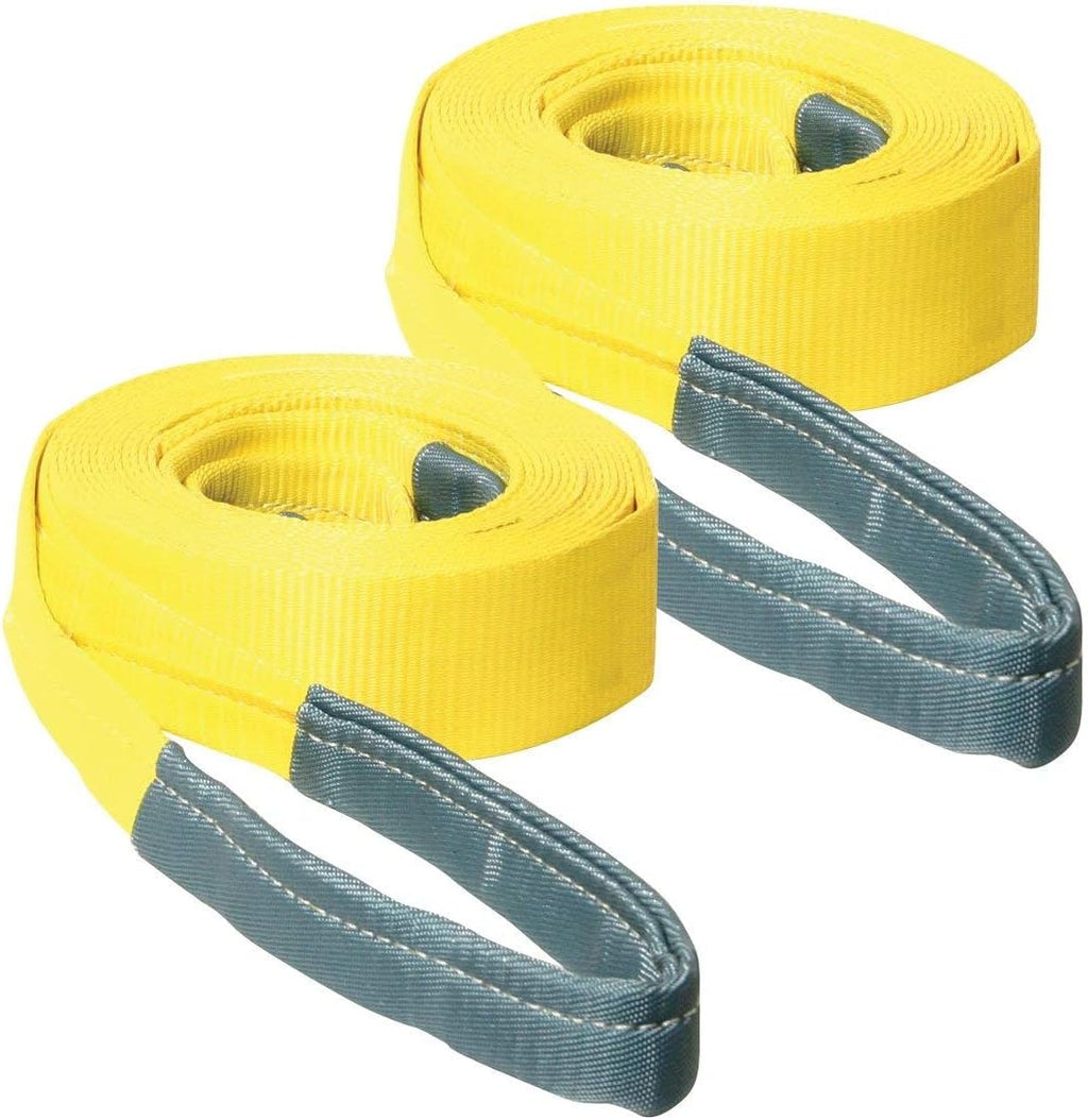 Tow Strap with Reinforced Eyes, 4 Inch x 20 Foot, 2 Pack, 10,000 Pound Towing Capacity O103