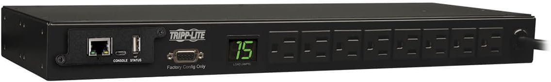Metered PDU, 15A, 13 Outlets, 120V, 15 ft. Cord, 1U Rack-Mount Power R52226