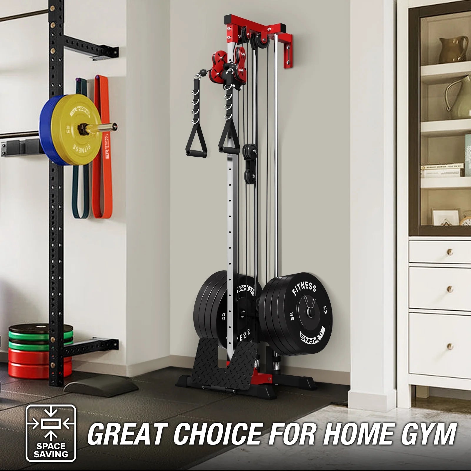 400 lbs Wall Mount Cable Crossover Machine with Dual Pulley System R108
