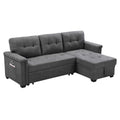 Gray Woven Fabric Sectional Sleeper Sofa with Storage and USB Charger G927