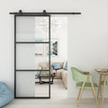 36in x 84in Clear Tempered Glass Sliding Barn Door with 6FT Hardware Kit P906208