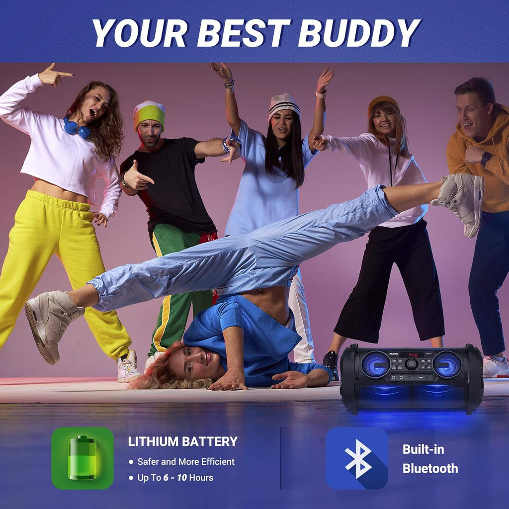 Portable Karaoke Machine with 6 Subwoofer Bluetooth Speaker, 3 Microphones Q20347