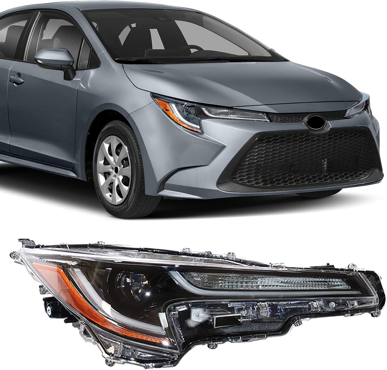 Passenger Side Headlight Assembly for 2020-2021 Toyota Corolla L LE Z75874