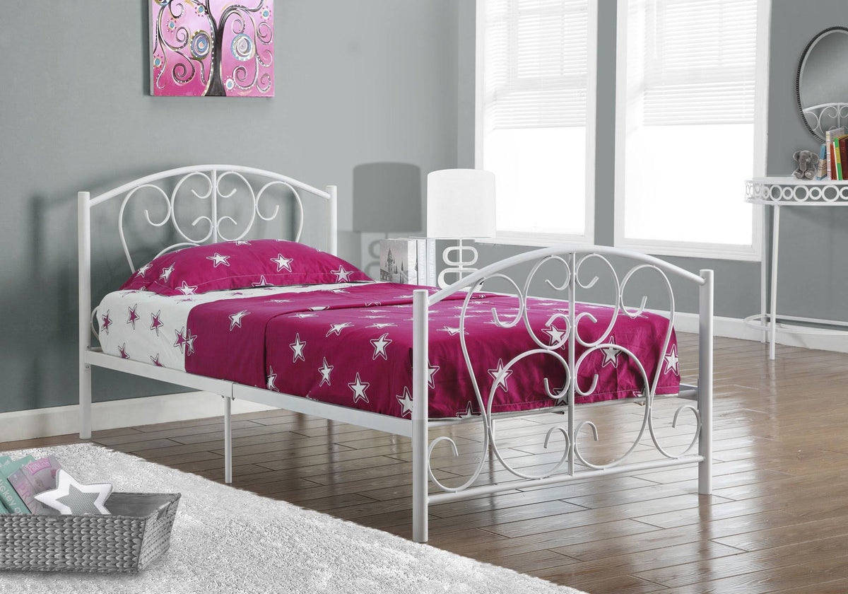 Matte White Rectangular Bed Frame Twin Size B648677
