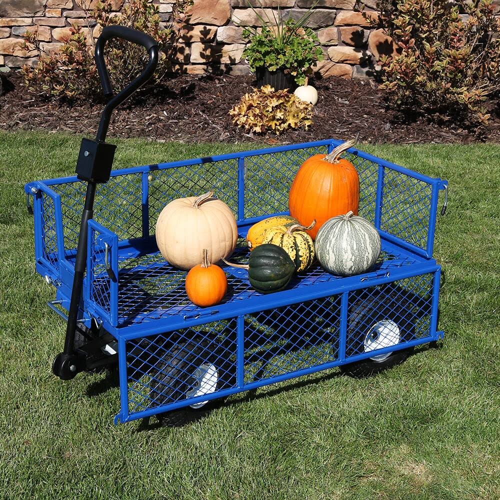 Blue Steel Utility Garden Cart with Removable Sides E593593
