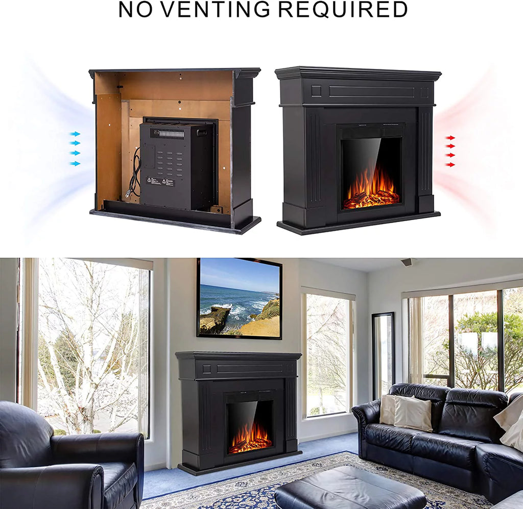 Black Electric Fireplace Mantel TV Stand F984924