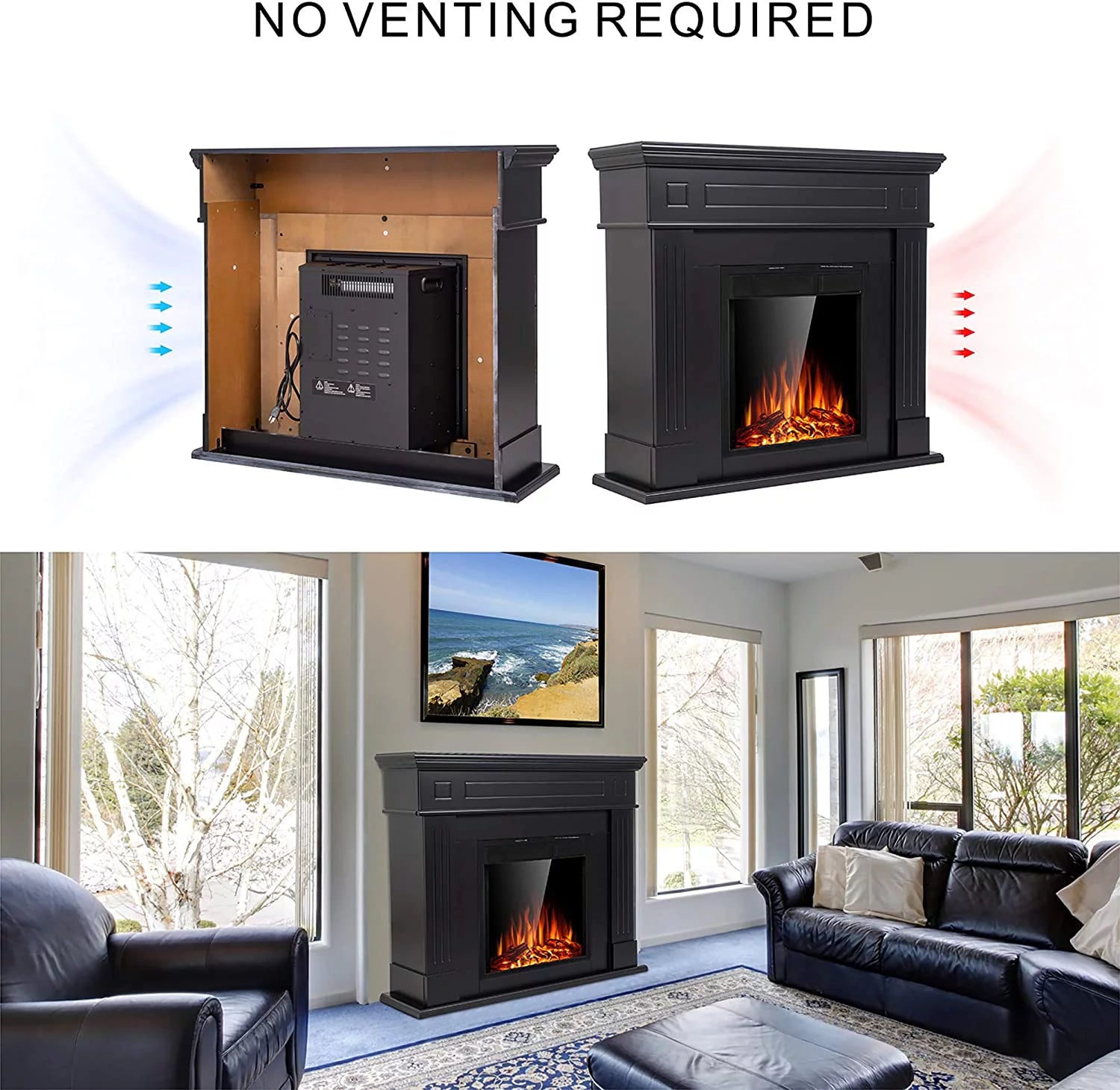 Black Electric Fireplace Mantel TV Stand F984924
