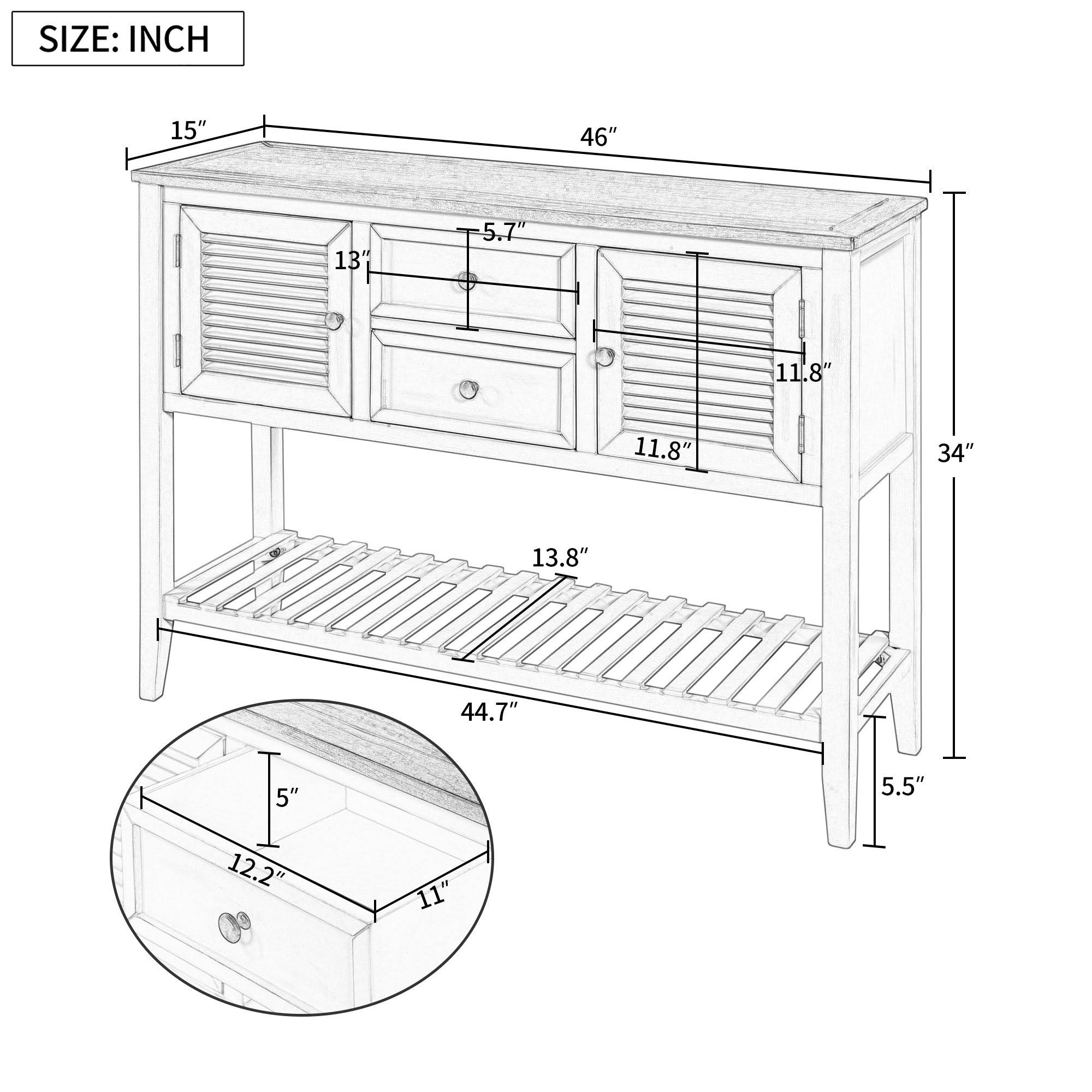 Blue Console Table with 2 Drawers and Bottom Shelf E514888