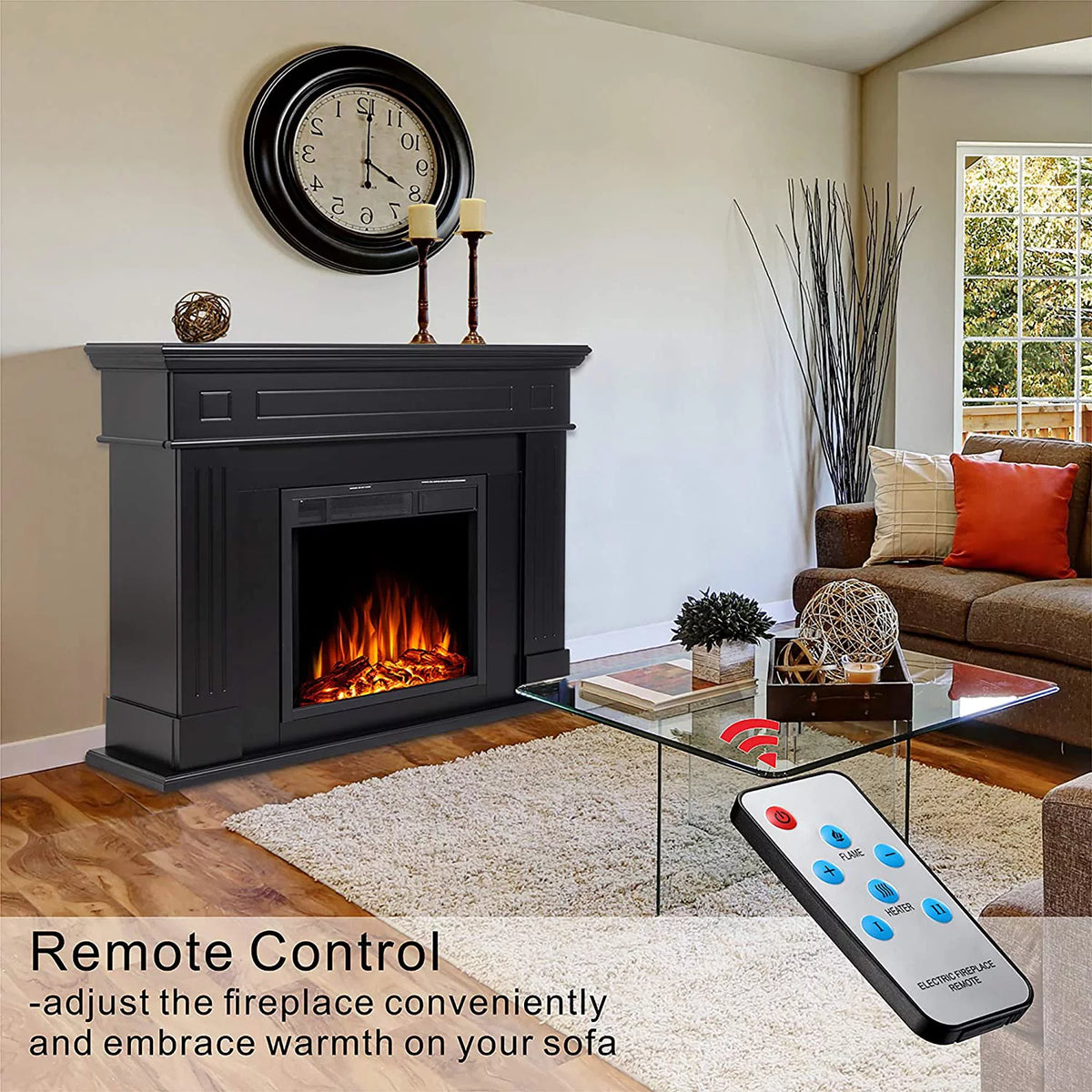 Black Electric Fireplace Mantel TV Stand F984924
