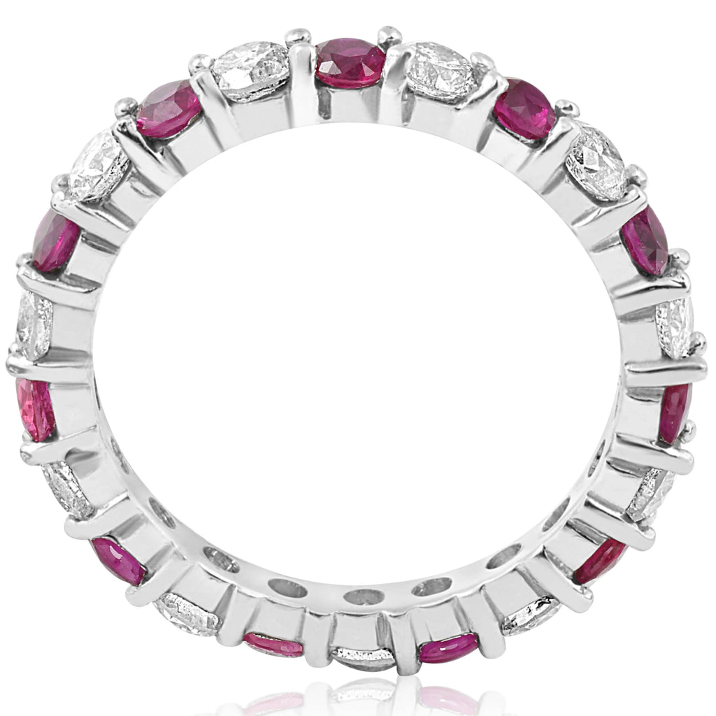 2 ct Ruby & Diamond Eternity Ring 14K White Gold Stackable Wedding Band J22610