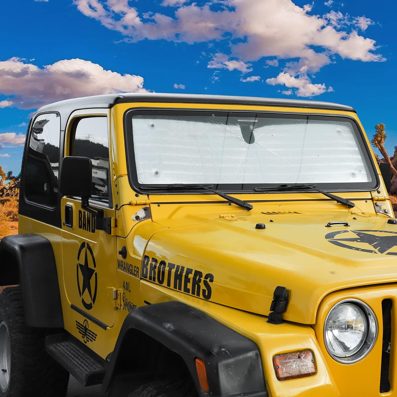 Windshield Sun Shade Sun Visor for Jeep Wrangler TJ, 6PCs Pack of 2 X78003
