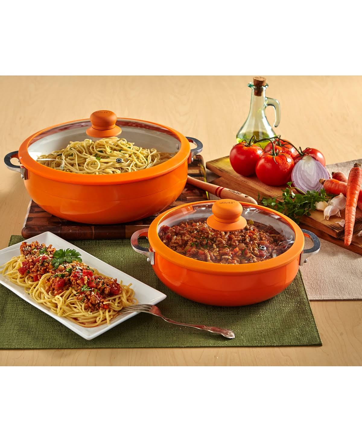 2-Piece Ceramic Nonstick Caldero Set Orange Z6227