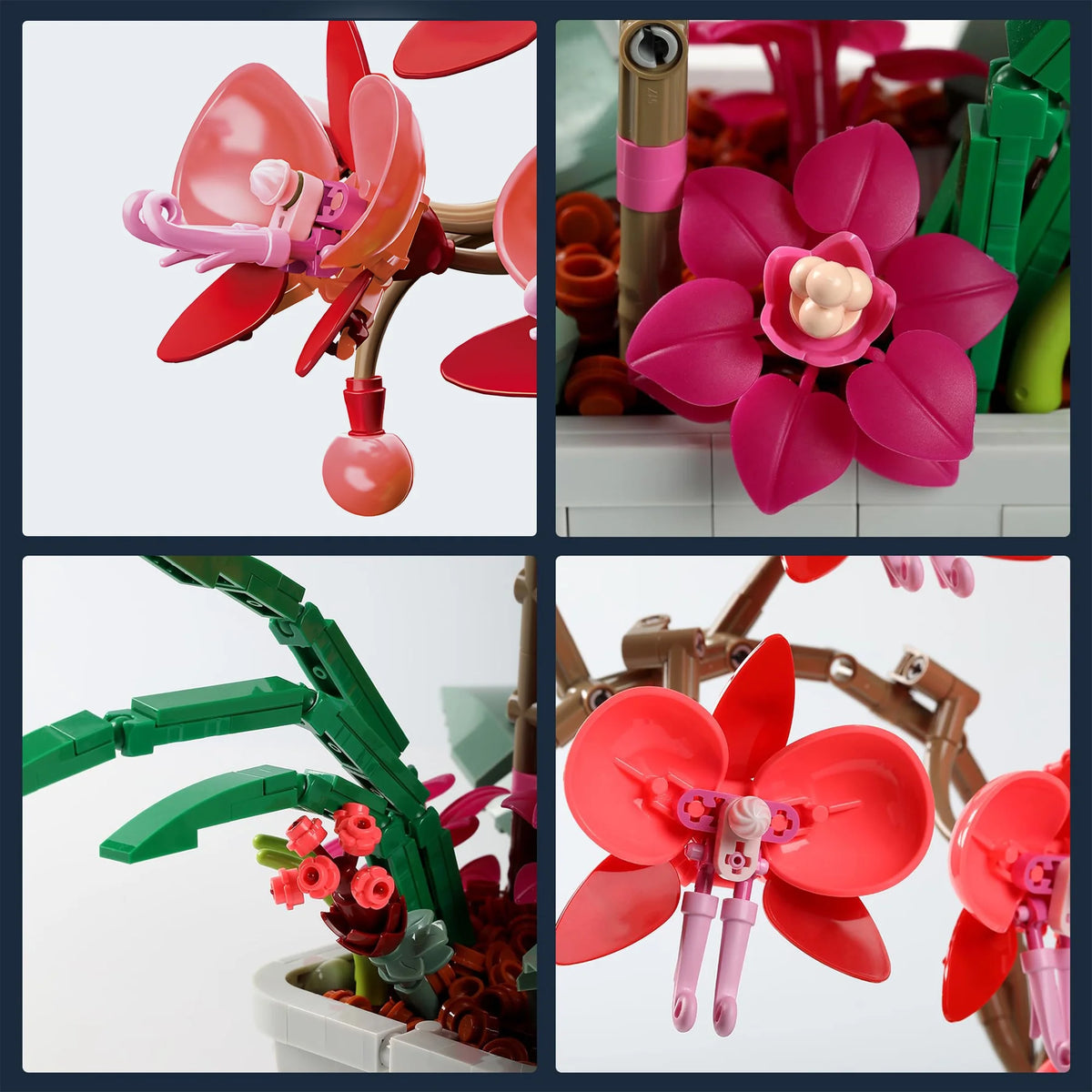 Red Orchid Bouquet Building Block Set S218