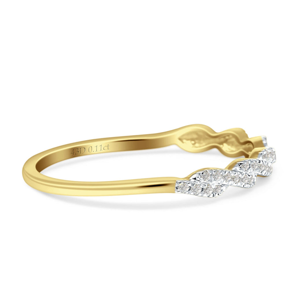 14K Yellow Gold Twisted Rope Diamond Wedding Band S663