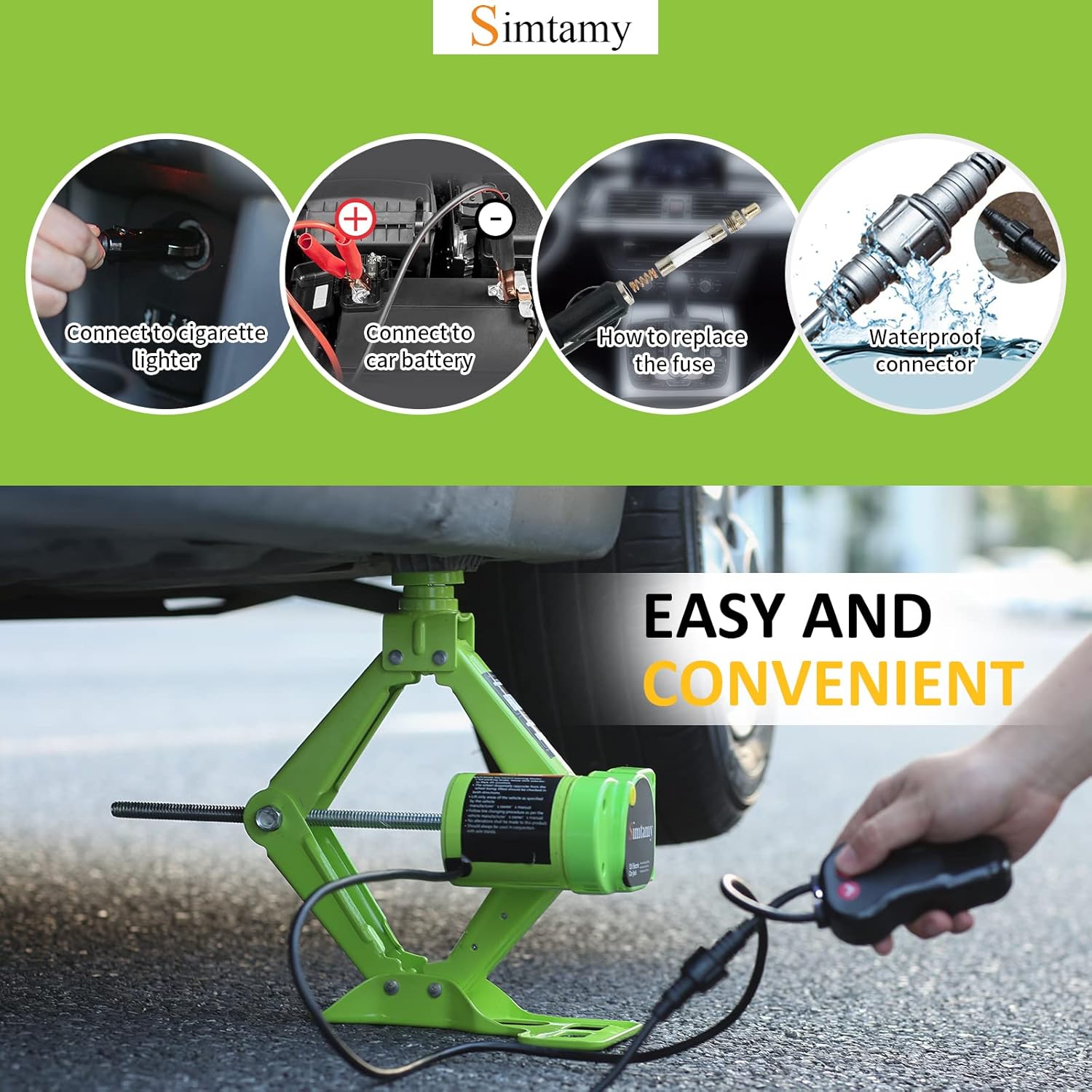 Electric Car Jack 3 Ton 12V Scissor Jack Portable Car Lift Tire Change Kit X395