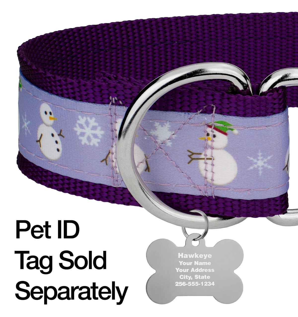 Snowman Martingale Dog Collar, 1 1/2 inch, Large Z3884