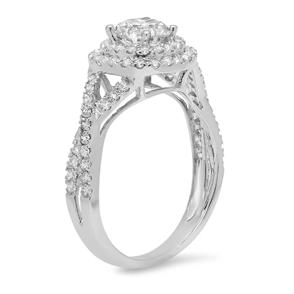 18K White Gold Halo Engagement Ring size 3.5 Z74040