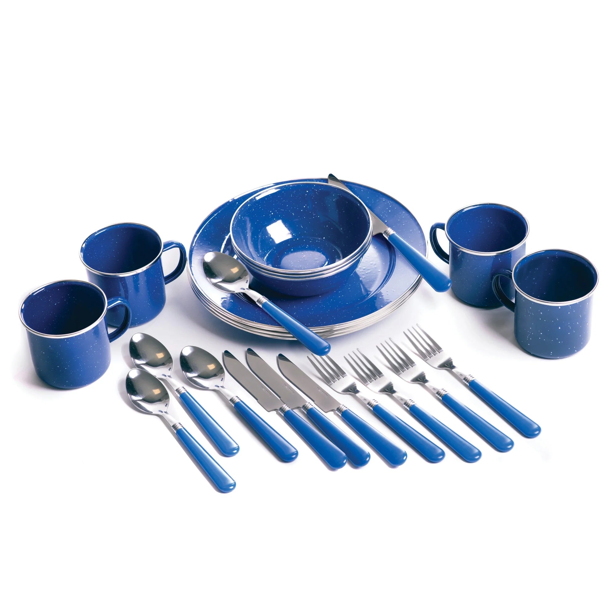 24 Piece Enamel Camping Tableware Set K371