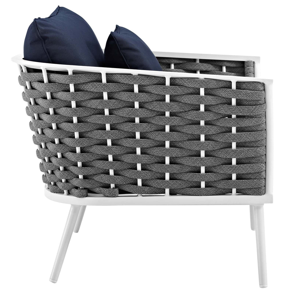 White Navy 3 Piece Aluminum Patio Sectional Sofa Set F301