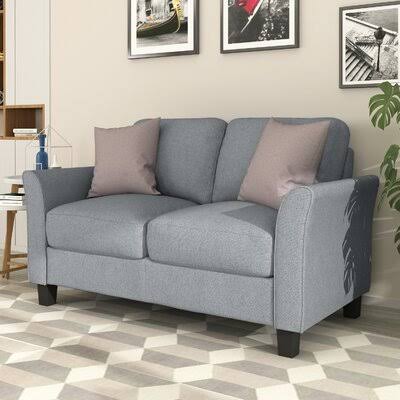 Gray Linen Blend Flared Arm Loveseat K620