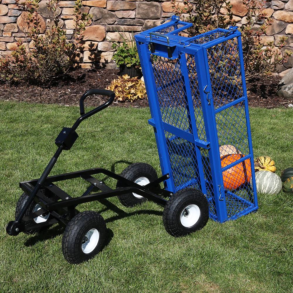 Blue Steel Utility Garden Cart with Removable Sides E593593