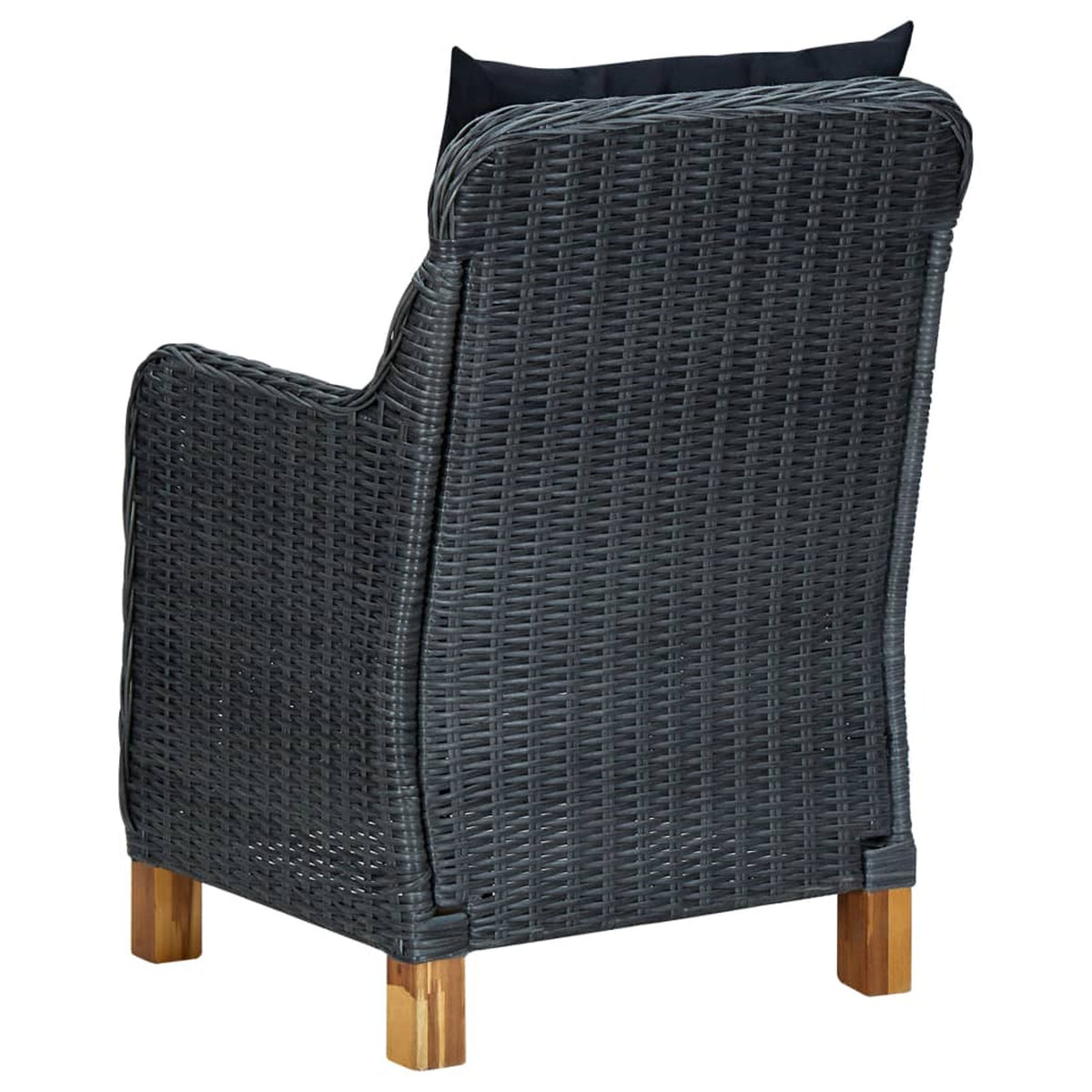 2 pcs Poly Rattan Patio Chairs with Cushions Dark Gray Q636393