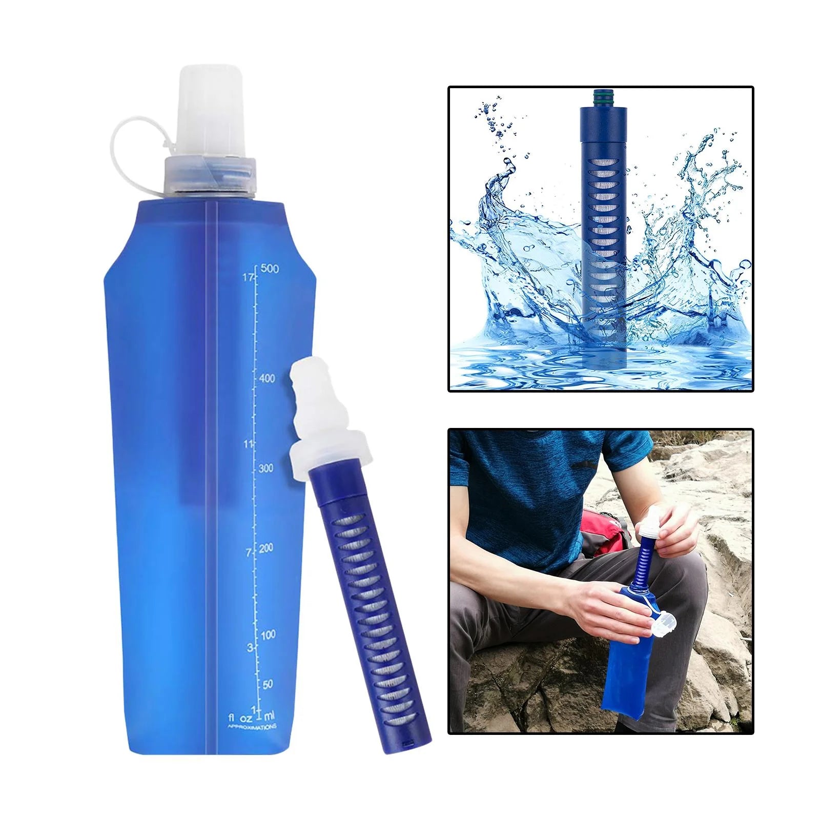 Collapsible Filtered Water Bottle with Filter M604