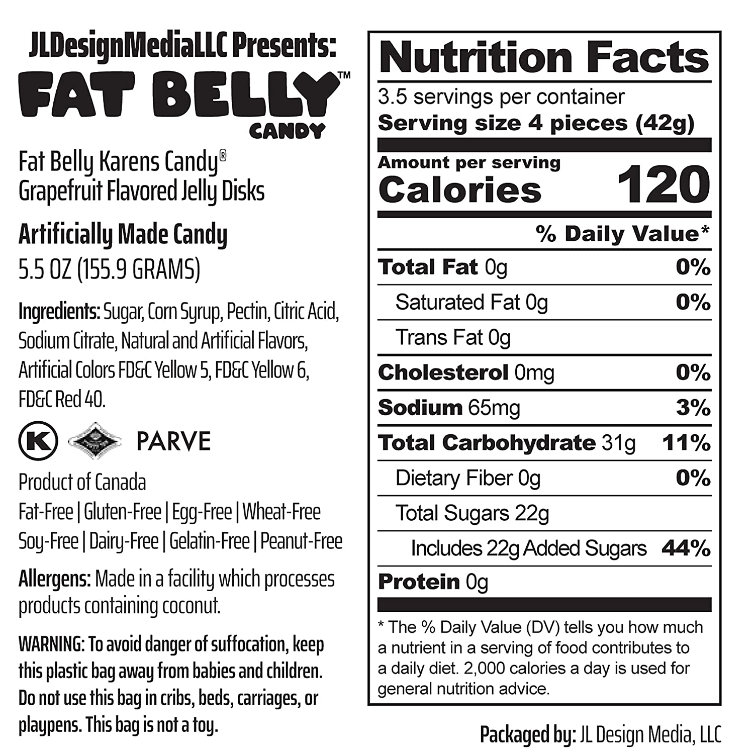 Grapefruit Flavored Fat Free Fruit Jelly Discs Candy H7758