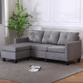 75" Gray Fabric Sofa and Chaise Convertible to Ottoman O7184