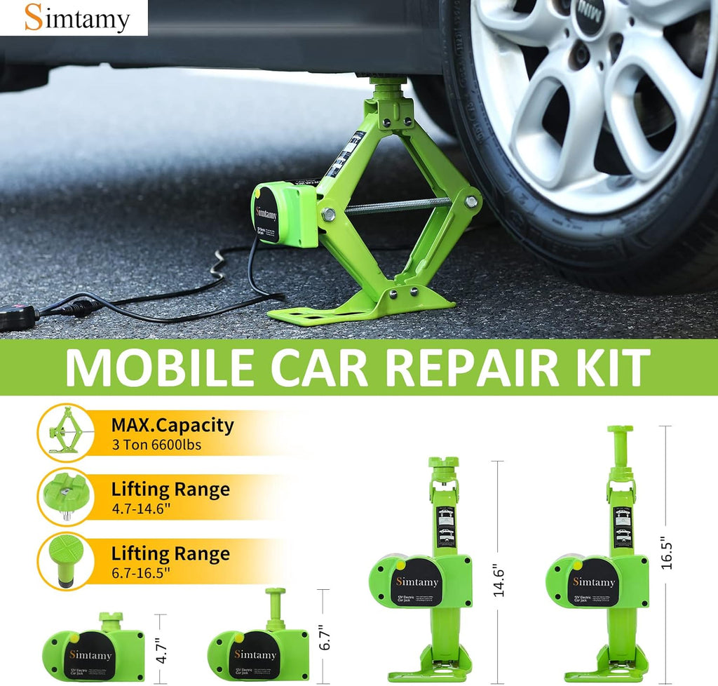 Electric Car Jack 3 Ton 12V Scissor Jack Portable Car Lift Tire Change Kit X395