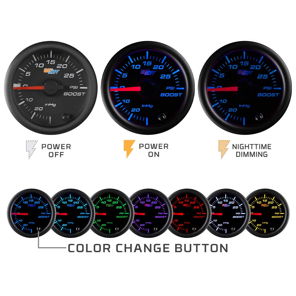 Black 7 Color 250 F Rear Differential Temperature Gauge Kit 2-1/16" 52mm Pack of 2 D9111