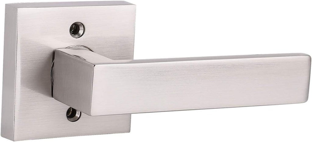 Brushed Nickel Square Entrance Door Lever with Deadbolt Locksets, 2 Pack X801640