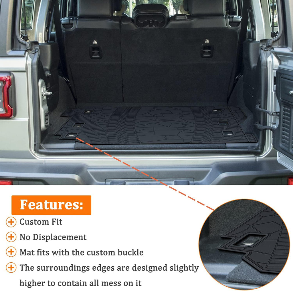 Cargo Mat for Jeep Wrangler JL 4 Door All-Weather Trunk Mat Cargo Liners J334