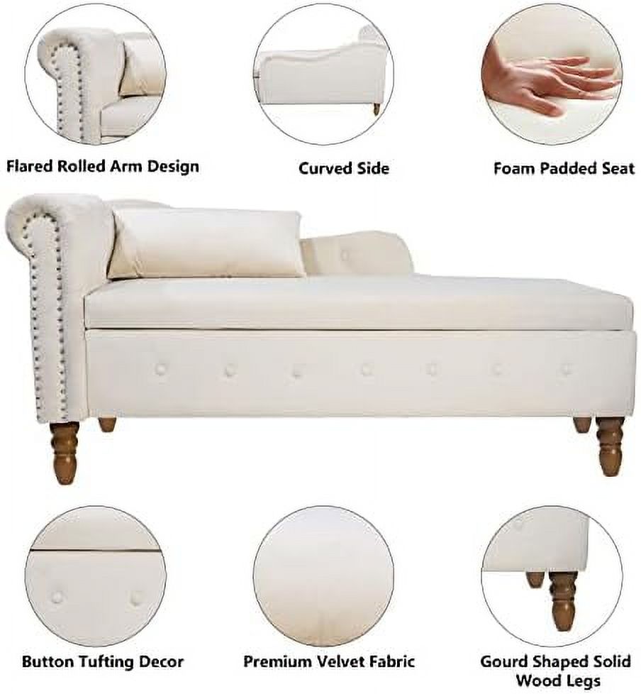 Grey Velvet Tufted Chaise Lounge Chair with Ottoman Bench O936088