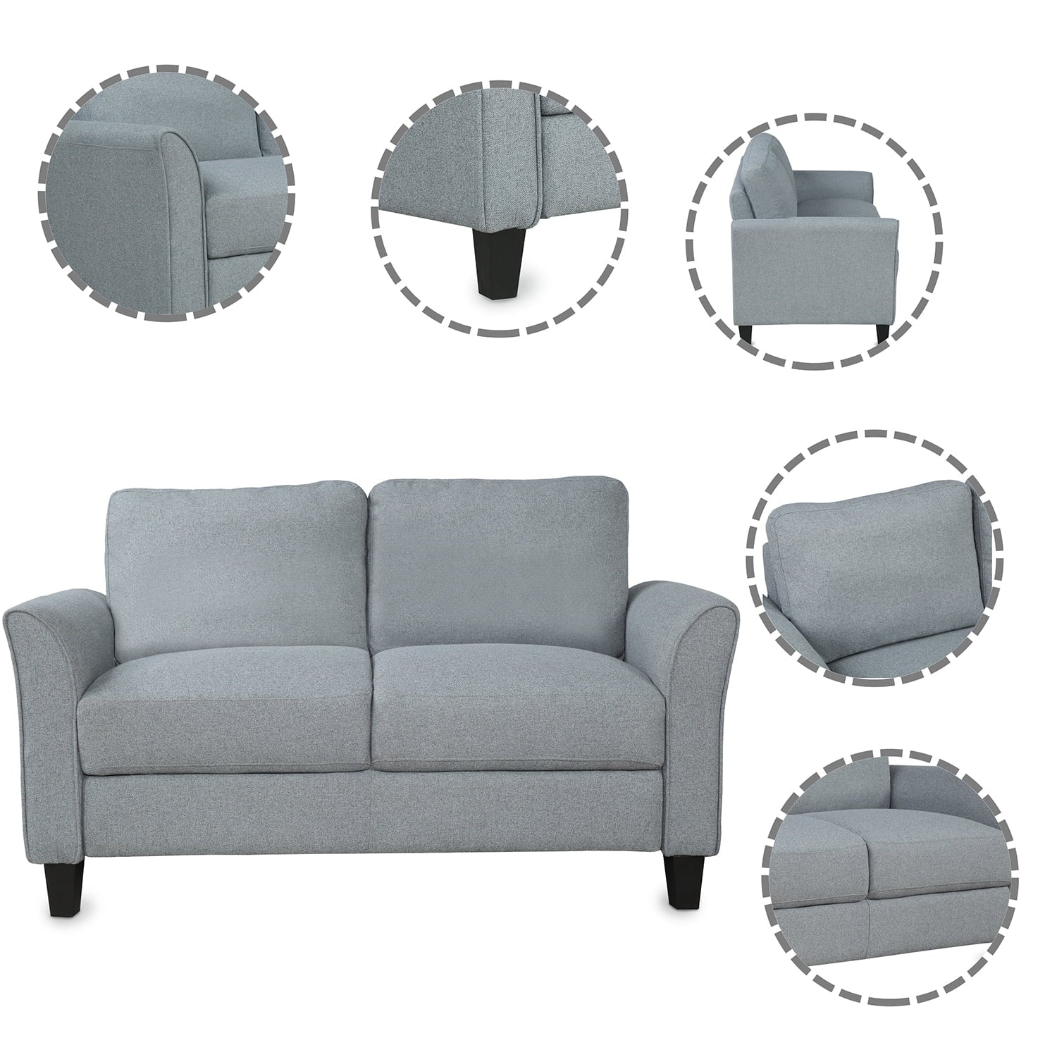 Mid-Century Upholstered Fabric Loveseat T516396