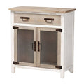 White/Oak Brown 2-Door Storage Cabinet O4432