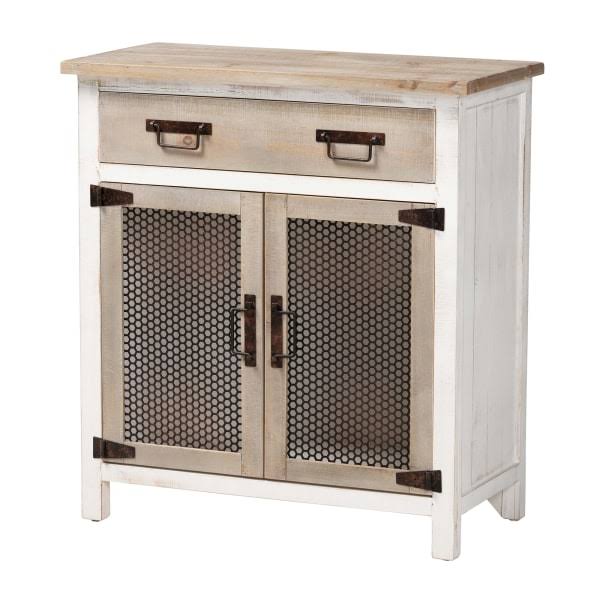 White/Oak Brown 2-Door Storage Cabinet O4432