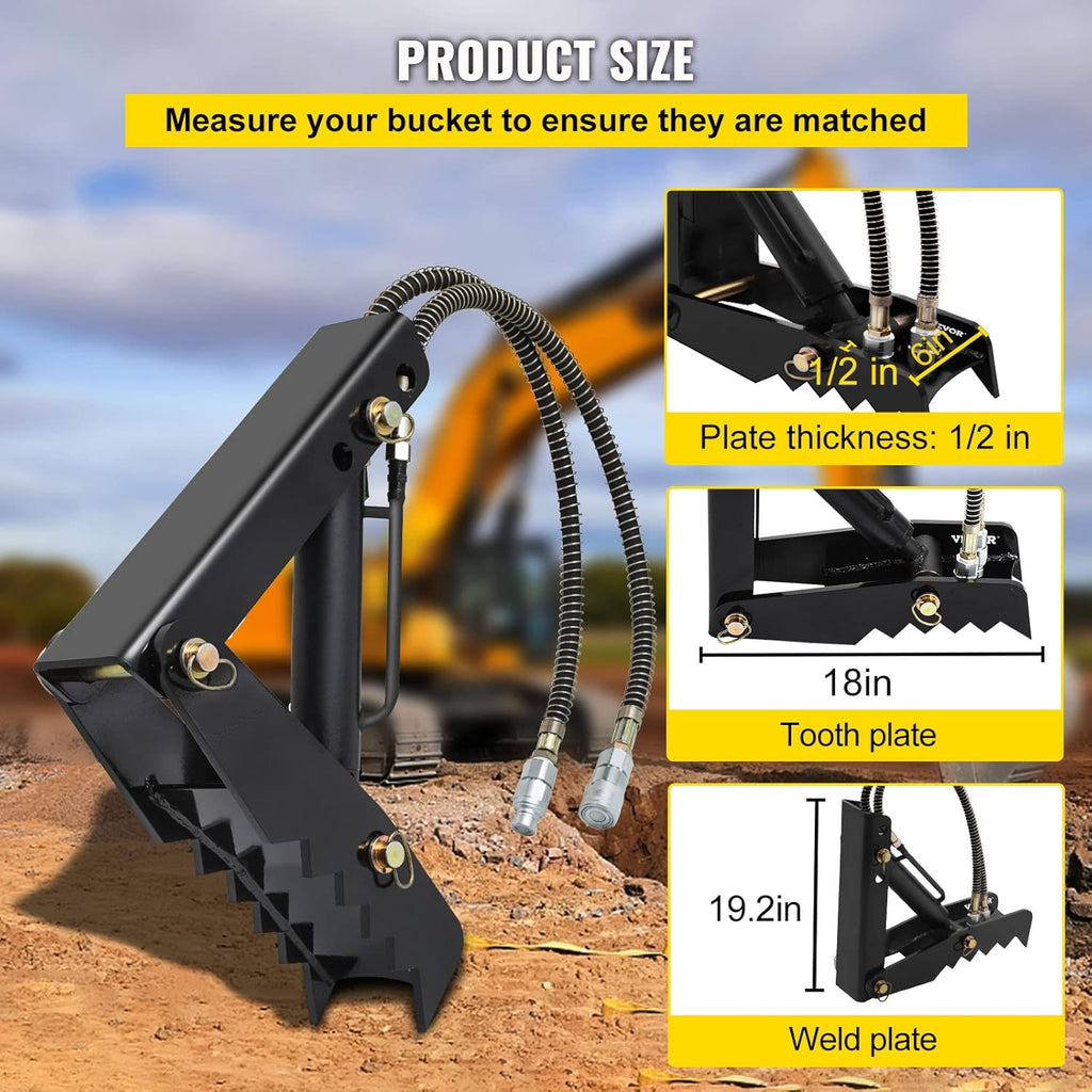 18 Hydraulic Backhoe Thumb, Black Steel Weld On Thumb with Hydraulic Cylinder C71338