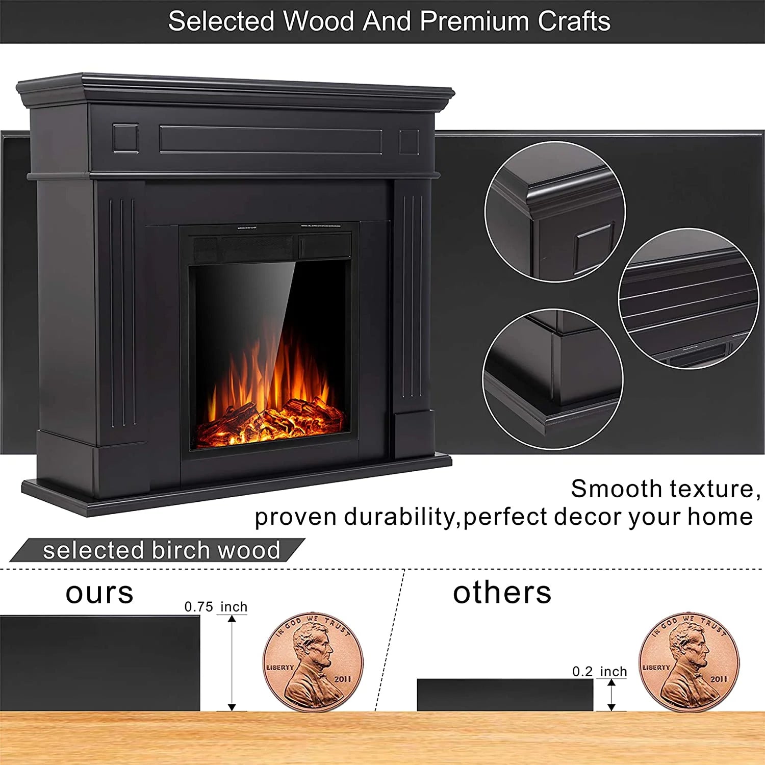 Black Electric Fireplace Mantel TV Stand F984924