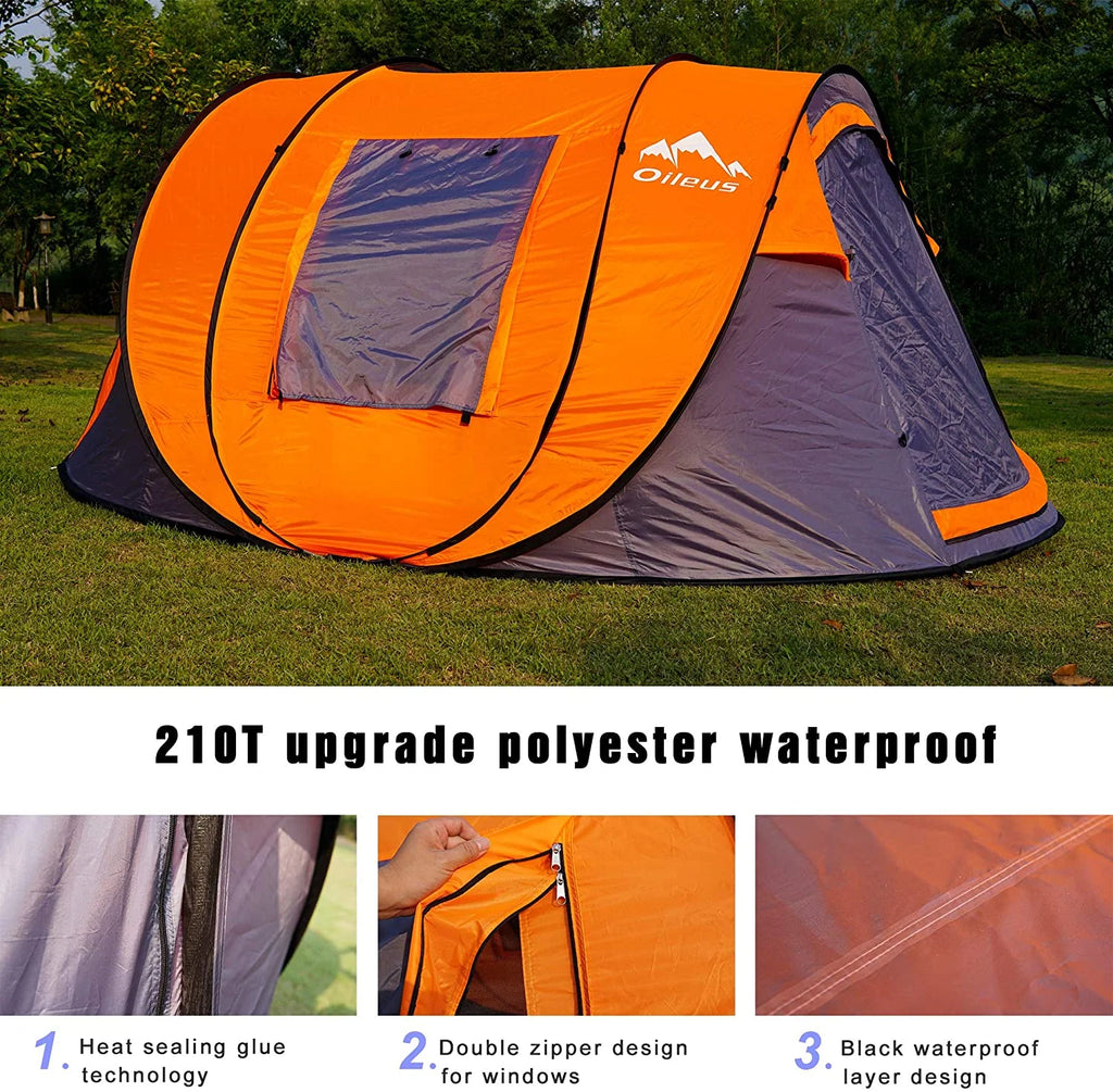 X-large Pop Up Dome Tent 5-6 Person with Carrying Bag Grey L65967