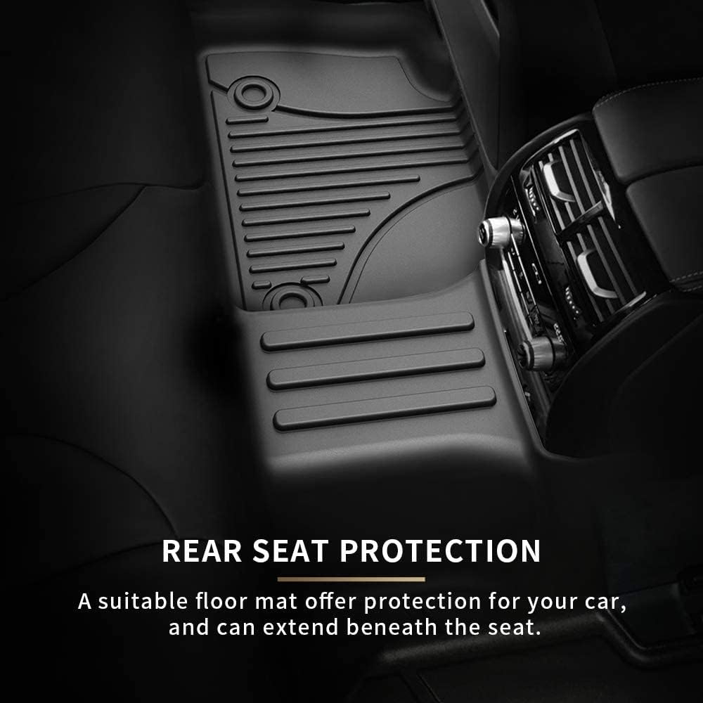 Heavy Duty Black TPE All Weather Car Floor Mats, 1st & 2nd Row Full Set C4452