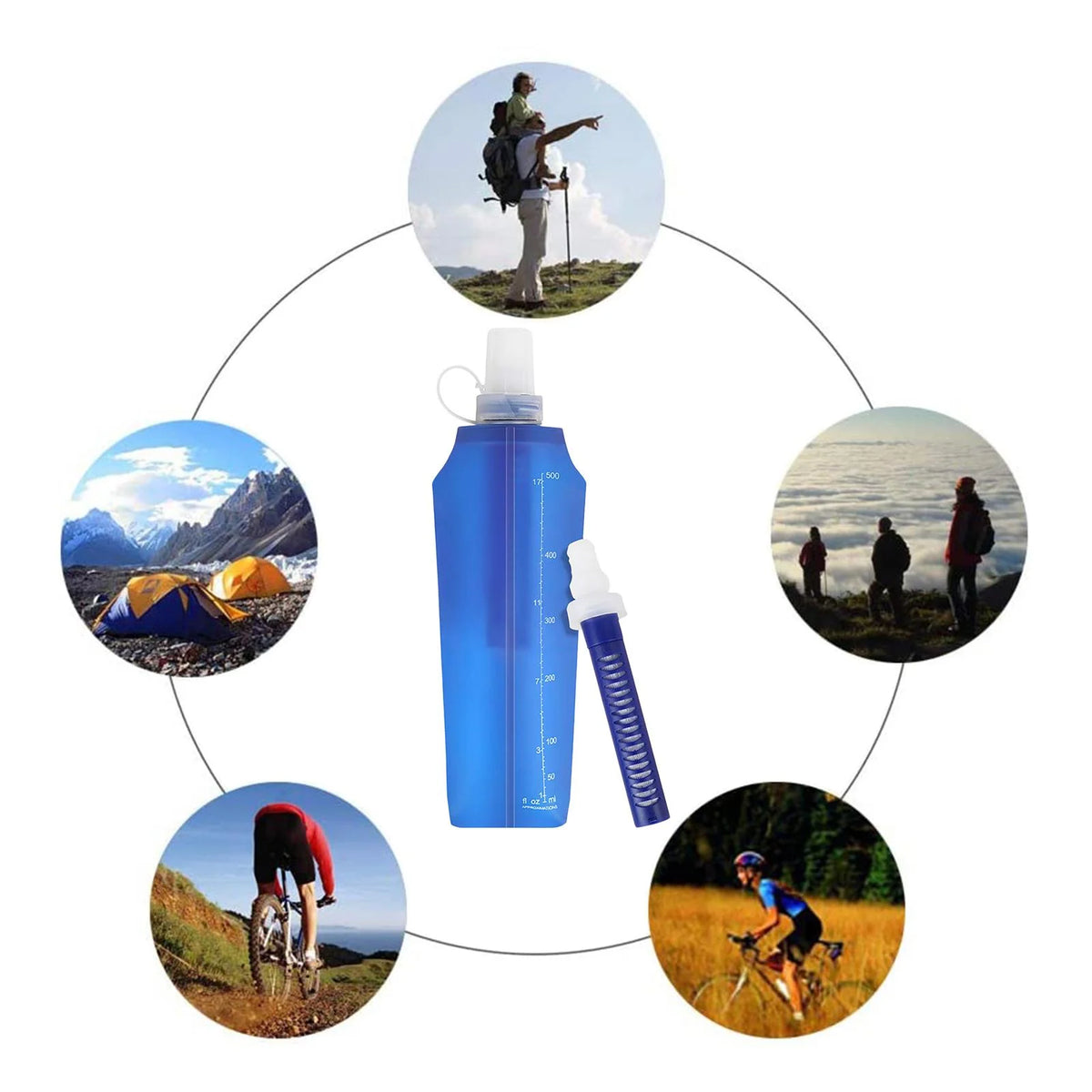 Collapsible Filtered Water Bottle with Filter M604